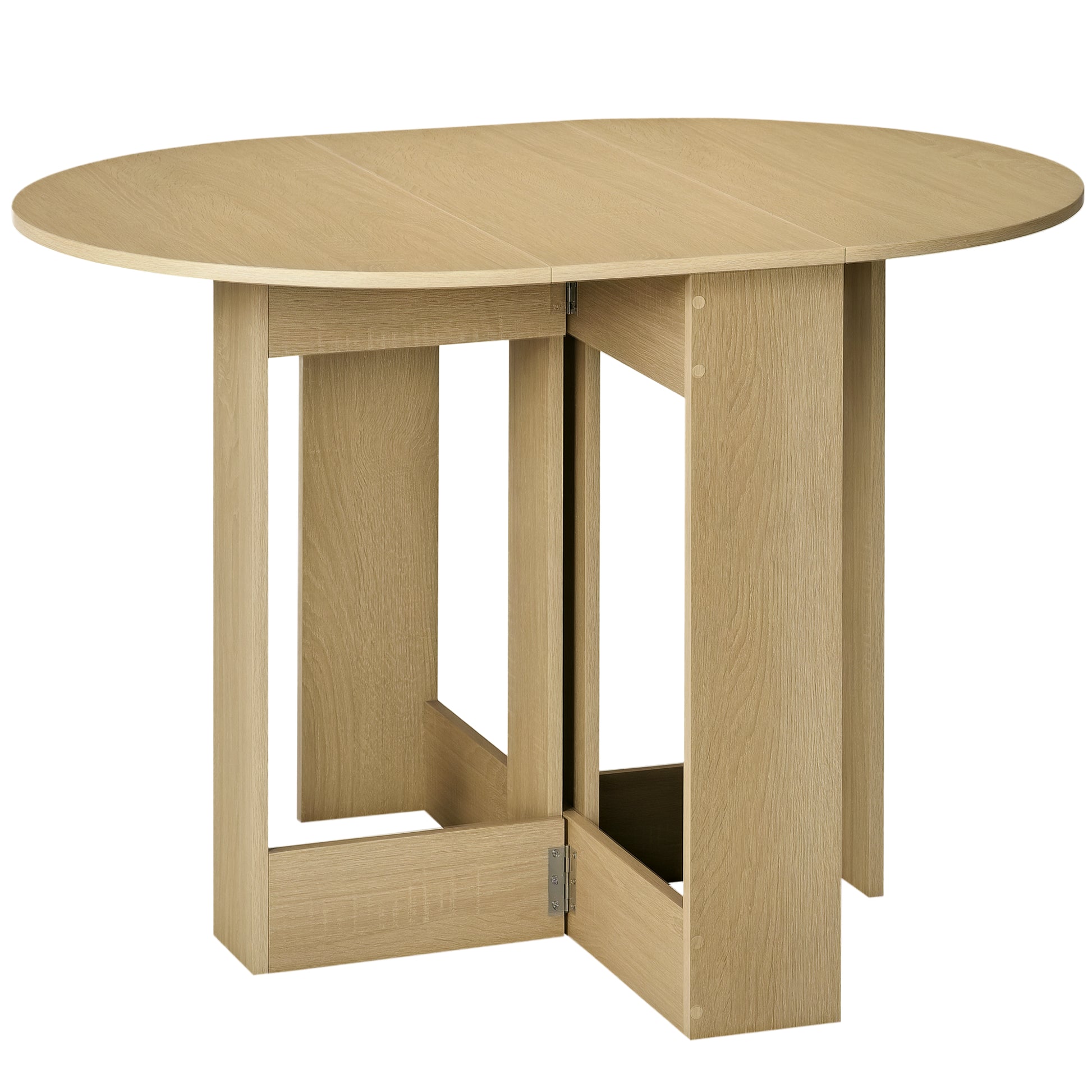 Folding Dining Table Kitchen Table with 2 Folding Wings Foldable Table for 2-4 Persons 104x76x73.7 cm Oak