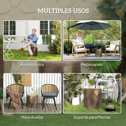 Decorative Garden Tree Trunk Ø38x42 cm Natural Style in Magnesium Oxide Use as Side Table Stool or Plant Stand Indoor and Outdoor