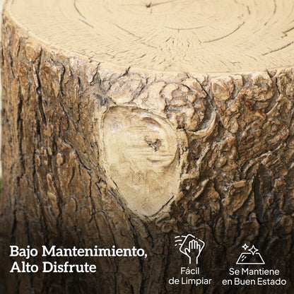 Decorative Garden Tree Trunk Ø38x42 cm Natural Style in Magnesium Oxide Use as Side Table Stool or Plant Stand Indoor and Outdoor