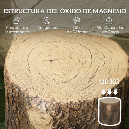 Decorative Garden Tree Trunk Ø38x42 cm Natural Style in Magnesium Oxide Use as Side Table Stool or Plant Stand Indoor and Outdoor
