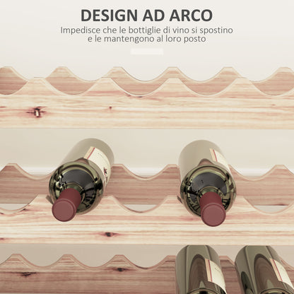 Fir Wood Wine Rack, Wine Cellar with 4 Shelves for 48 Bottles and Max Weight 60 kg, 114x28x56.5 cm, Natural Wood