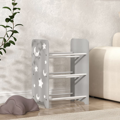 Kids' Bookshelf for Children 3+ Toy Shelf with 6 Removable Non-Woven Fabric Boxes Toy Organizer for Bedroom Nursery 43x30x60 cm Gray