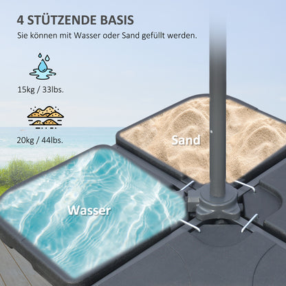 Cantilever Umbrella, Ø2.92m Patio Umbrella with Hand Crank, Weights, Umbrella Cover, Cross Base, Market Umbrella for Balcony, Steel, Oxford Dark Grey