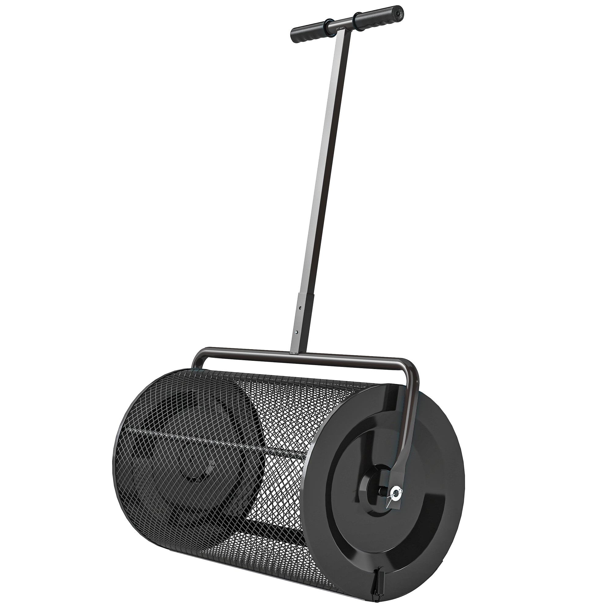 Compost Spreader 75L 61x40cm Fertilizer Spreader Lawn Garden Garden Spreader with T-Handle Mesh Basket Metal Seed Spreader Peat Moss Spreader Lawn Spreader Lawn Care for Compost, Manure Fertilizer Seed Black