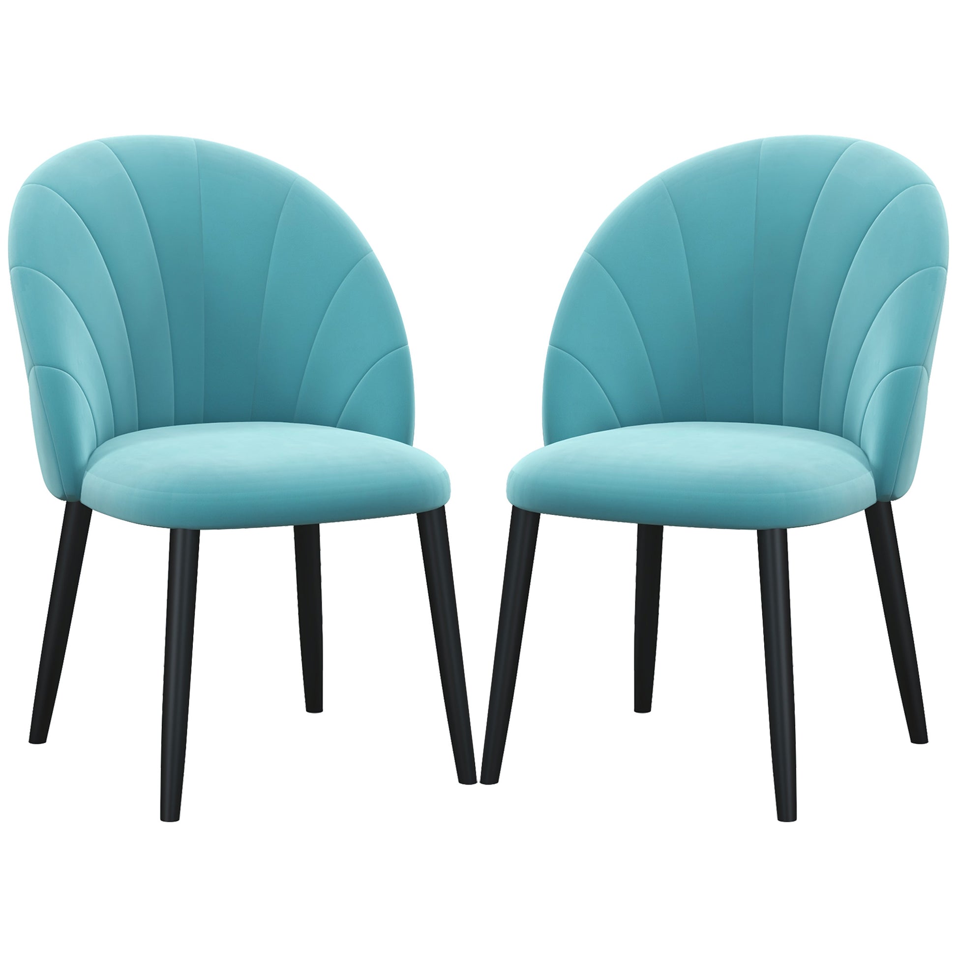 Set of 2 Velvet Dining Room Chairs, Kitchen and Living Room Chairs with Metal Legs and Shell Back, Beige