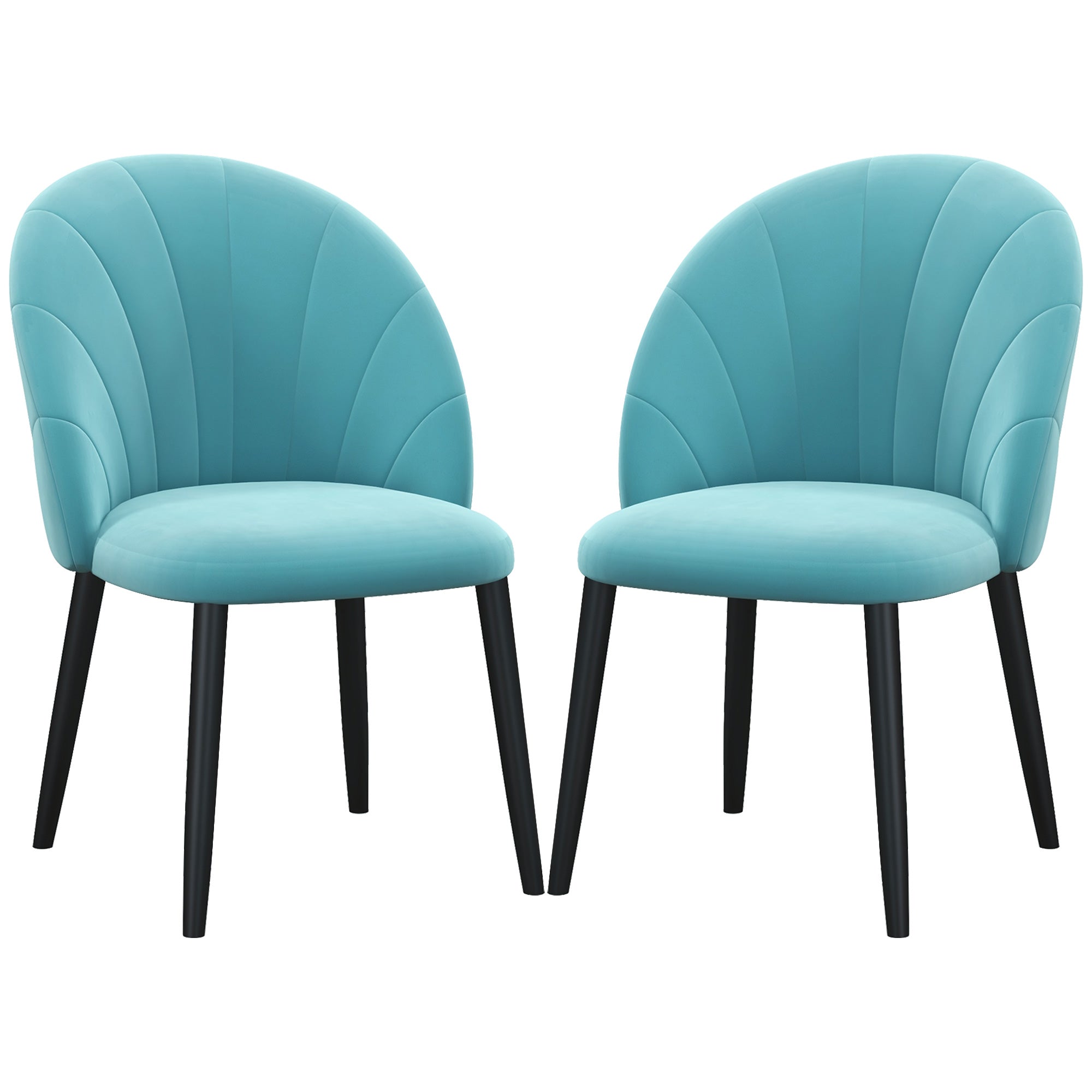 Set of 2 Velvet Dining Room Chairs, Kitchen and Living Room Chairs with Metal Legs and Shell Back, Beige