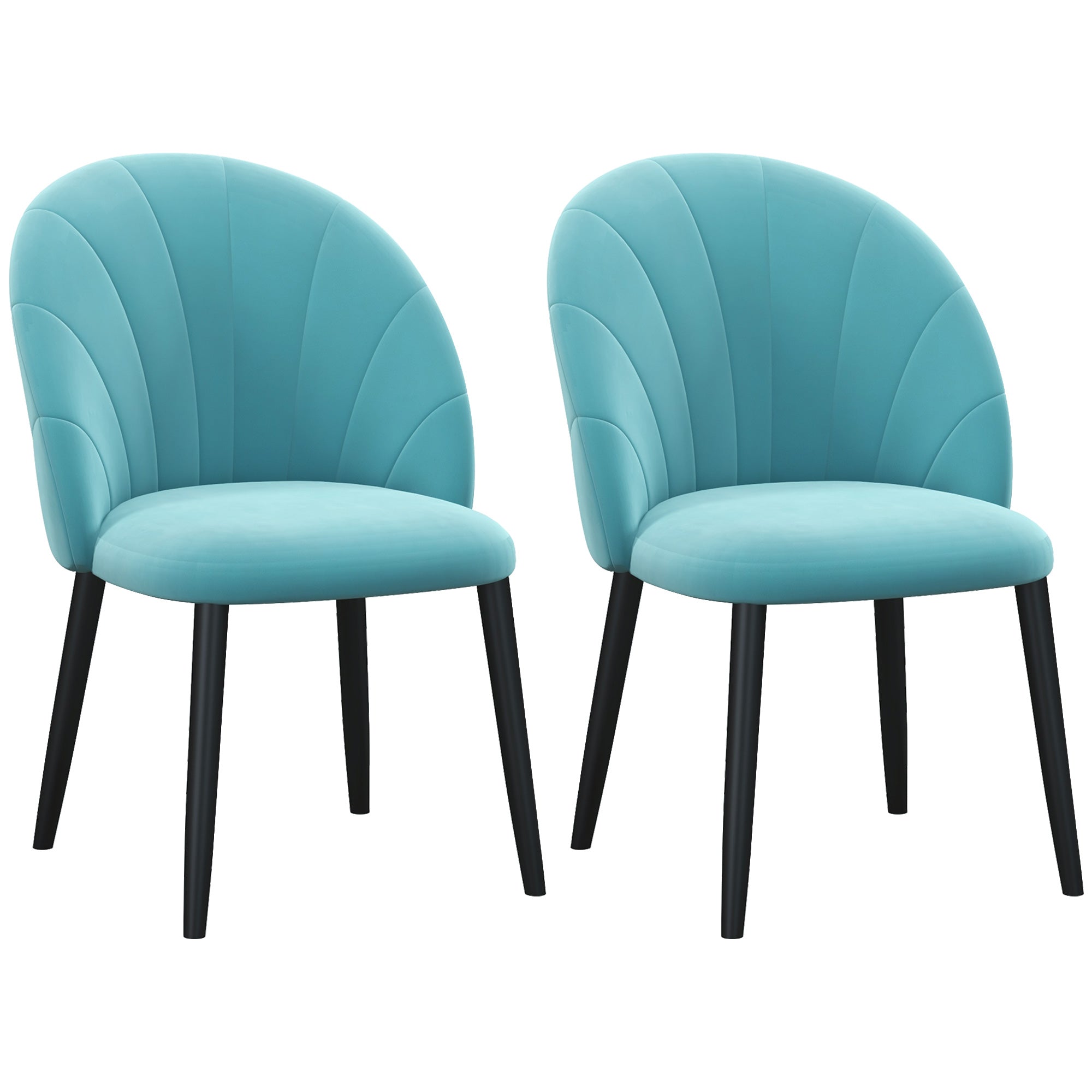 Set of 2 Velvet Dining Room Chairs, Kitchen and Living Room Chairs with Metal Legs and Shell Back, Beige