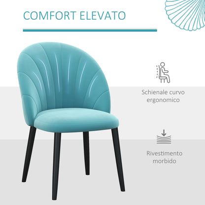 Set of 2 Velvet Dining Room Chairs, Kitchen and Living Room Chairs with Metal Legs and Shell Back, Beige