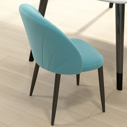 Set of 2 Velvet Dining Room Chairs, Kitchen and Living Room Chairs with Metal Legs and Shell Back, Beige