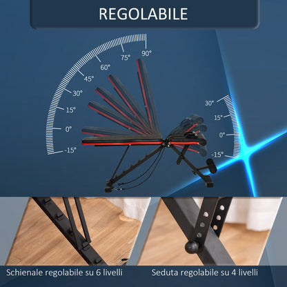 Multifunction Bench 2 in 1 with Adjustable Incline, Padded Bench for Abs and Weights with Elastic Cords for Home and Gym, Black