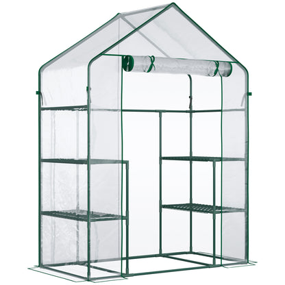 Walk-in Greenhouse Tomato Greenhouse Cold Frame with 6 Shelves Transparent Steel PVC Plastic 142 x 73 x 195 cm