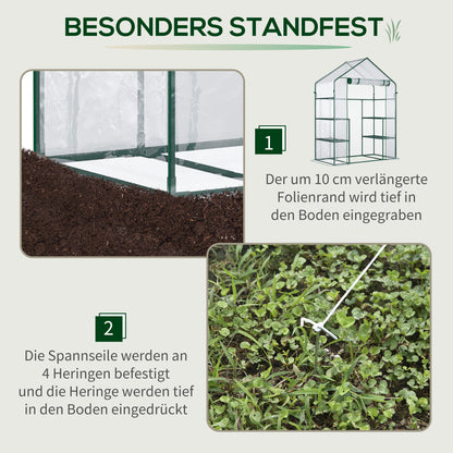 Walk-in Greenhouse Tomato Greenhouse Cold Frame with 6 Shelves Transparent Steel PVC Plastic 142 x 73 x 195 cm