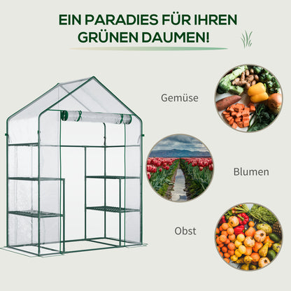Walk-in Greenhouse Tomato Greenhouse Cold Frame with 6 Shelves Transparent Steel PVC Plastic 142 x 73 x 195 cm