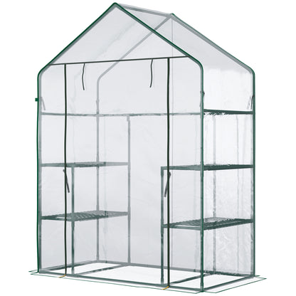 Walk-in Greenhouse Tomato Greenhouse Cold Frame with 6 Shelves Transparent Steel PVC Plastic 142 x 73 x 195 cm