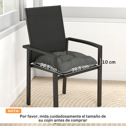 4-Pack Outdoor Chair Cushions with Ties & Non-Slip Back, Water-Resistant, UV30+ Protection, 15.6 x 15.6 x 4 in (39.5 x 39.5 x 10 cm) — Dark Gray
