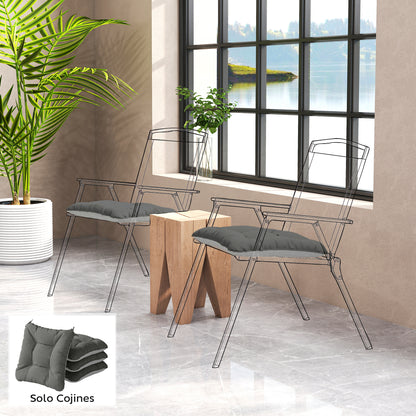 4-Pack Outdoor Chair Cushions with Ties & Non-Slip Back, Water-Resistant, UV30+ Protection, 15.6 x 15.6 x 4 in (39.5 x 39.5 x 10 cm) — Dark Gray