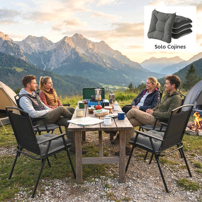 4-Pack Outdoor Chair Cushions with Ties & Non-Slip Back, Water-Resistant, UV30+ Protection, 15.6 x 15.6 x 4 in (39.5 x 39.5 x 10 cm) — Dark Gray