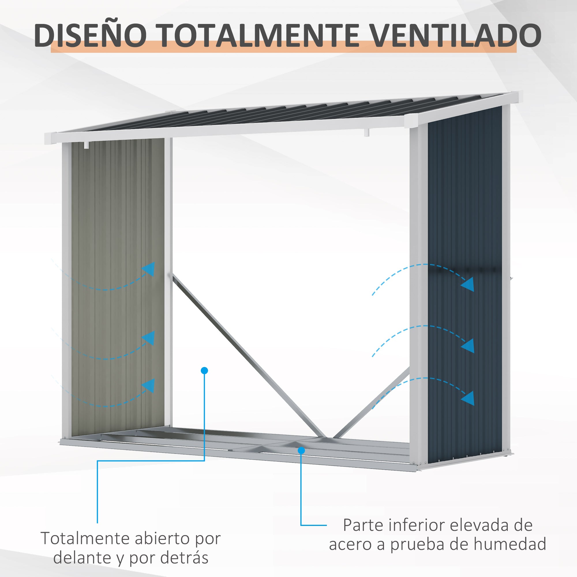 Galvanized Steel Firewood Shed Log Storage Shelter with Sloped Roof for Garden Terrace Outdoor 185x84x133.5/148.5 cm Gray