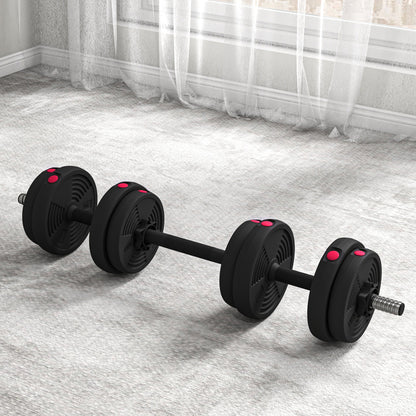 SPORTNOW Adjustable 2-in-1 Dumbbells, Free Weights with Non-Slip Handles, 15KG - Bars included - Muscle Training & Weightlifting Black and Red