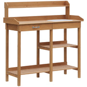 Planting Table Gardening Table Flower Table with Tub Garden Pine Wood Natural 117 x 45 x 121 cm