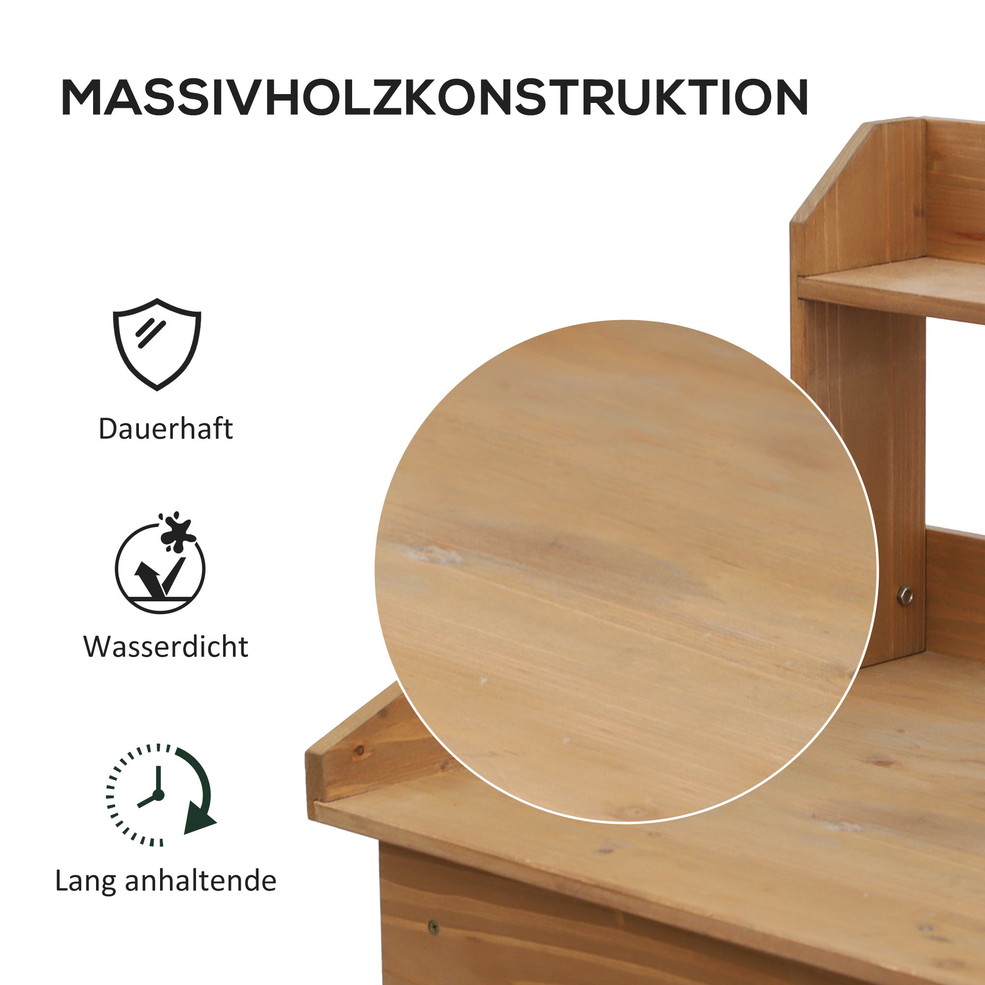 Planting Table Gardening Table Flower Table with Tub Garden Pine Wood Natural 117 x 45 x 121 cm