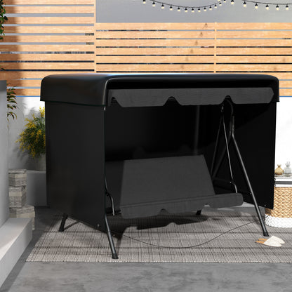 Garden Swing Protective Cover Waterproof Tarp 2.15L x 1.55W x 1.5H m PE Black