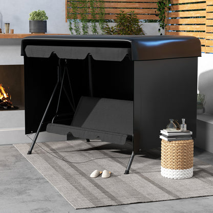 Garden Swing Protective Cover Waterproof Tarp 2.15L x 1.55W x 1.5H m PE Black