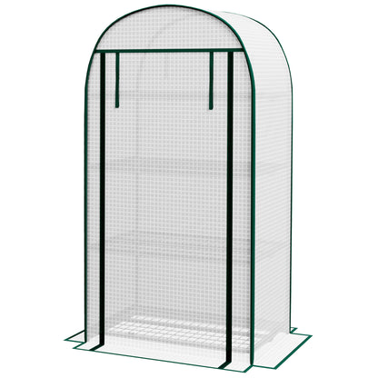4-Tier PE Garden Greenhouse with Shelves, Balcony Greenhouse, Reinforced 130 g/m² Tarpaulin, Steel Frame, Roll-Up Zippered Door, for Vegetables Plants Flowers, 80 x 50 x 160 cm, White
