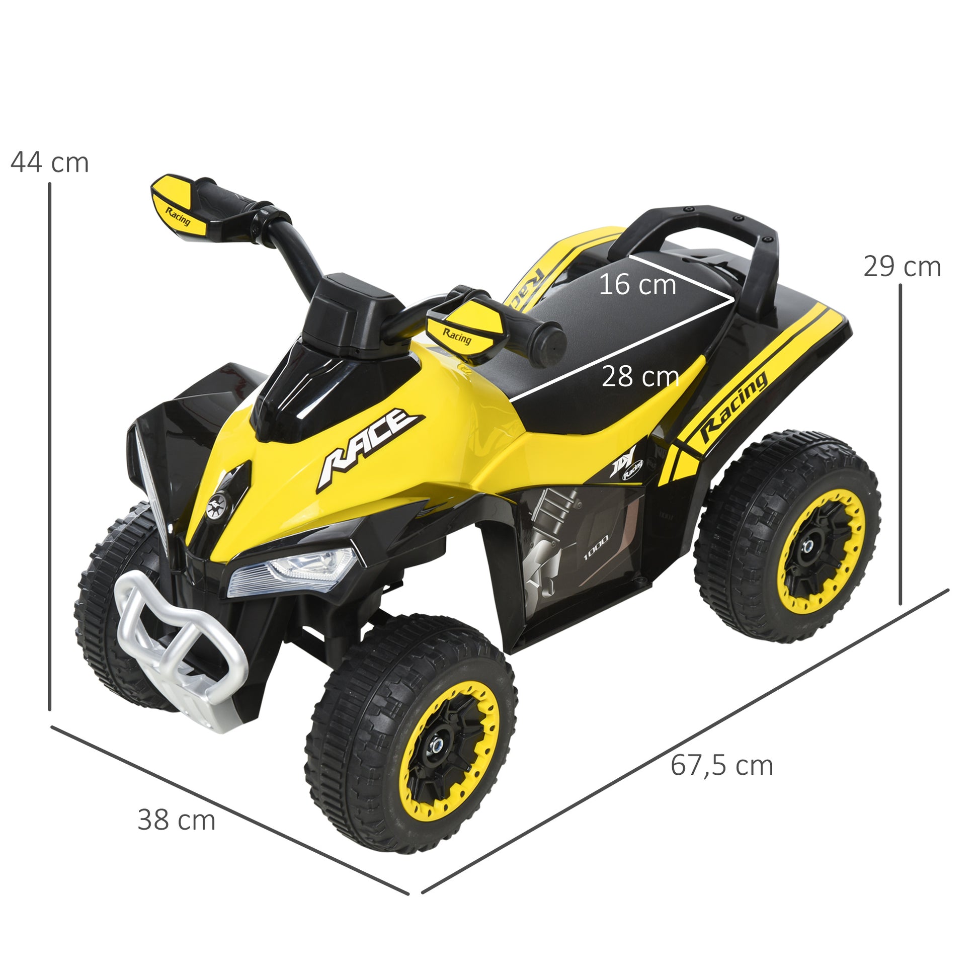 Kids Ride On Car Pedal Go Kart with Foot Push Ride-On Toy Children's Vehicle for 18-36 months Lights Music Plastic Steel Yellow 67.5 x 38 x 44 cm