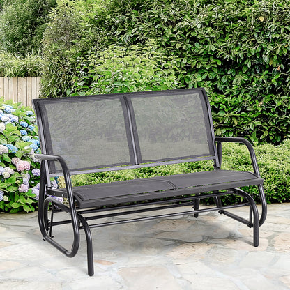 2-Seater Rocking Chair Garden Bench with Rocking Mechanism Garden Swing Bench made of Metal Park Bench up to 200 kg loadable Garden Furniture for Garden, Terrace, Porch 120 x 70 x 85 cm Gray