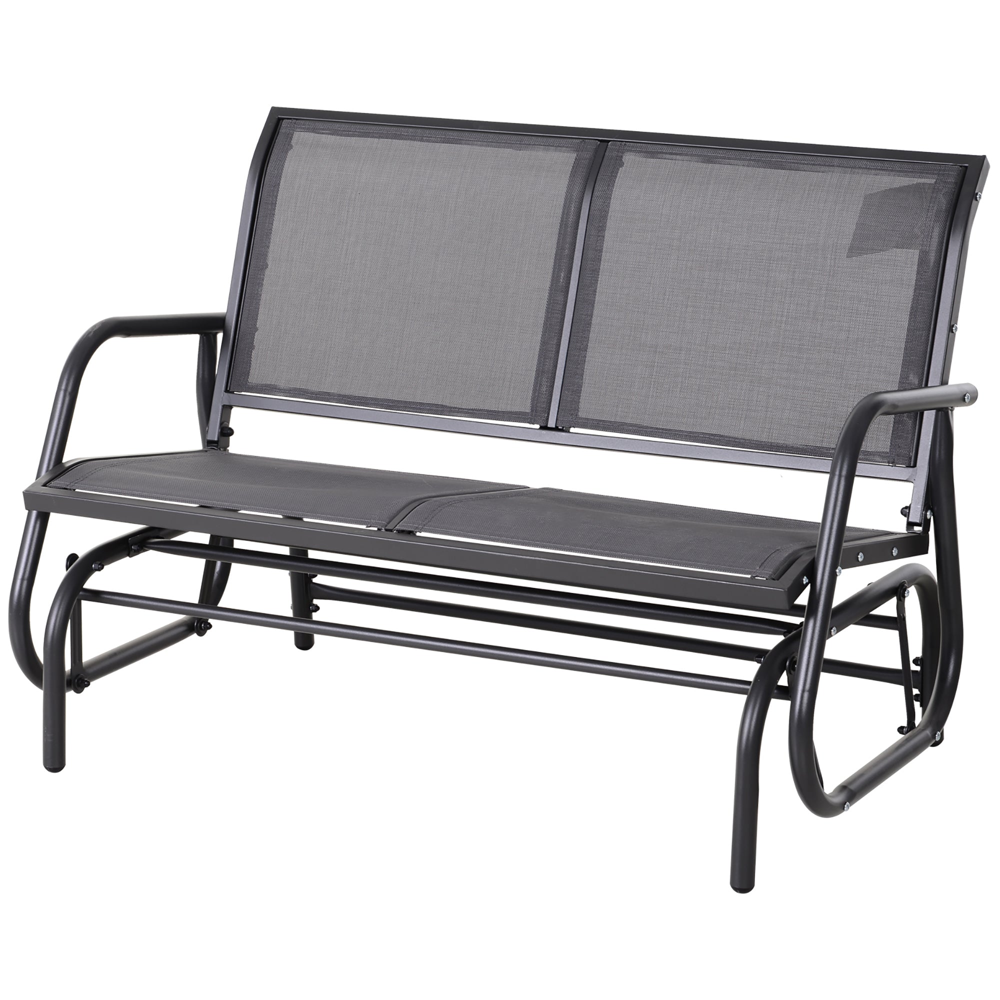 2-Seater Rocking Chair Garden Bench with Rocking Mechanism Garden Swing Bench made of Metal Park Bench up to 200 kg loadable Garden Furniture for Garden, Terrace, Porch 120 x 70 x 85 cm Gray