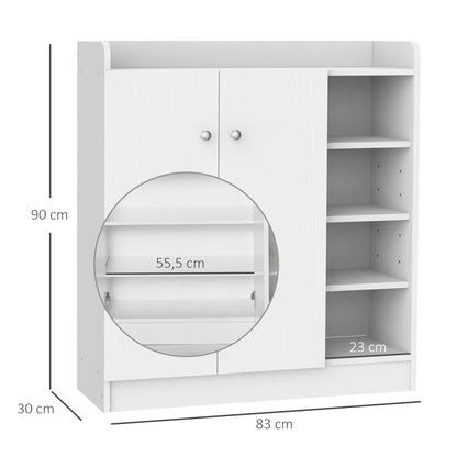 Shoe Cabinet Shoe Rack Cupboard Dresser Hallway Cabinet Highboard Cabinet Shelf 2 Doors 4 Compartments White 83 x 30 x 90 cm