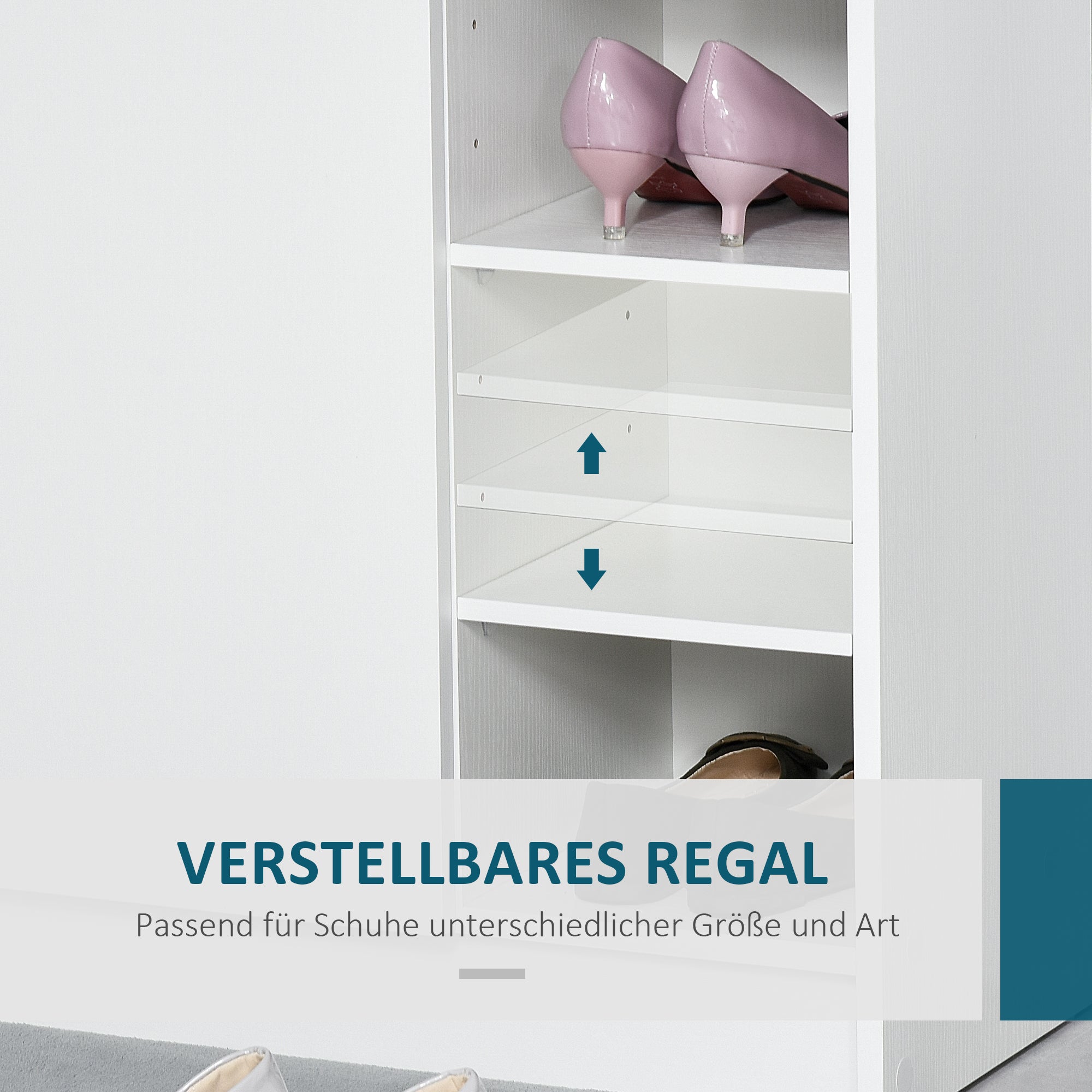 Shoe Cabinet Shoe Rack Cupboard Dresser Hallway Cabinet Highboard Cabinet Shelf 2 Doors 4 Compartments White 83 x 30 x 90 cm