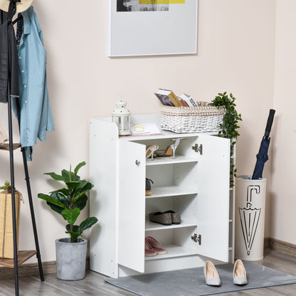 Shoe Cabinet Shoe Rack Cupboard Dresser Hallway Cabinet Highboard Cabinet Shelf 2 Doors 4 Compartments White 83 x 30 x 90 cm