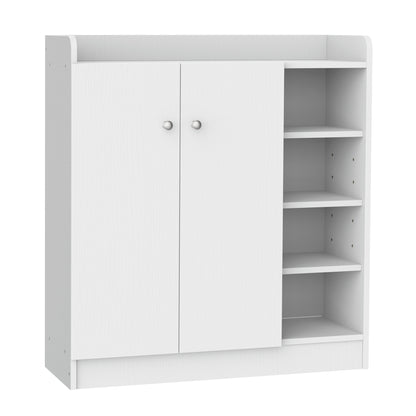 Shoe Cabinet Shoe Rack Cupboard Dresser Hallway Cabinet Highboard Cabinet Shelf 2 Doors 4 Compartments White 83 x 30 x 90 cm