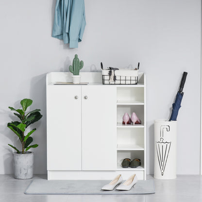 Shoe Cabinet Shoe Rack Cupboard Dresser Hallway Cabinet Highboard Cabinet Shelf 2 Doors 4 Compartments White 83 x 30 x 90 cm