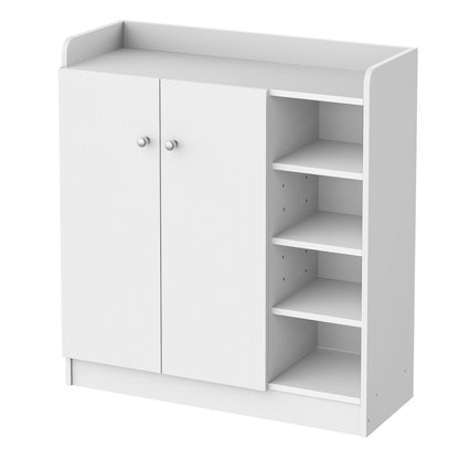 Shoe Cabinet Shoe Rack Cupboard Dresser Hallway Cabinet Highboard Cabinet Shelf 2 Doors 4 Compartments White 83 x 30 x 90 cm