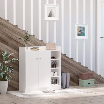 Shoe Cabinet Shoe Rack Cupboard Dresser Hallway Cabinet Highboard Cabinet Shelf 2 Doors 4 Compartments White 83 x 30 x 90 cm