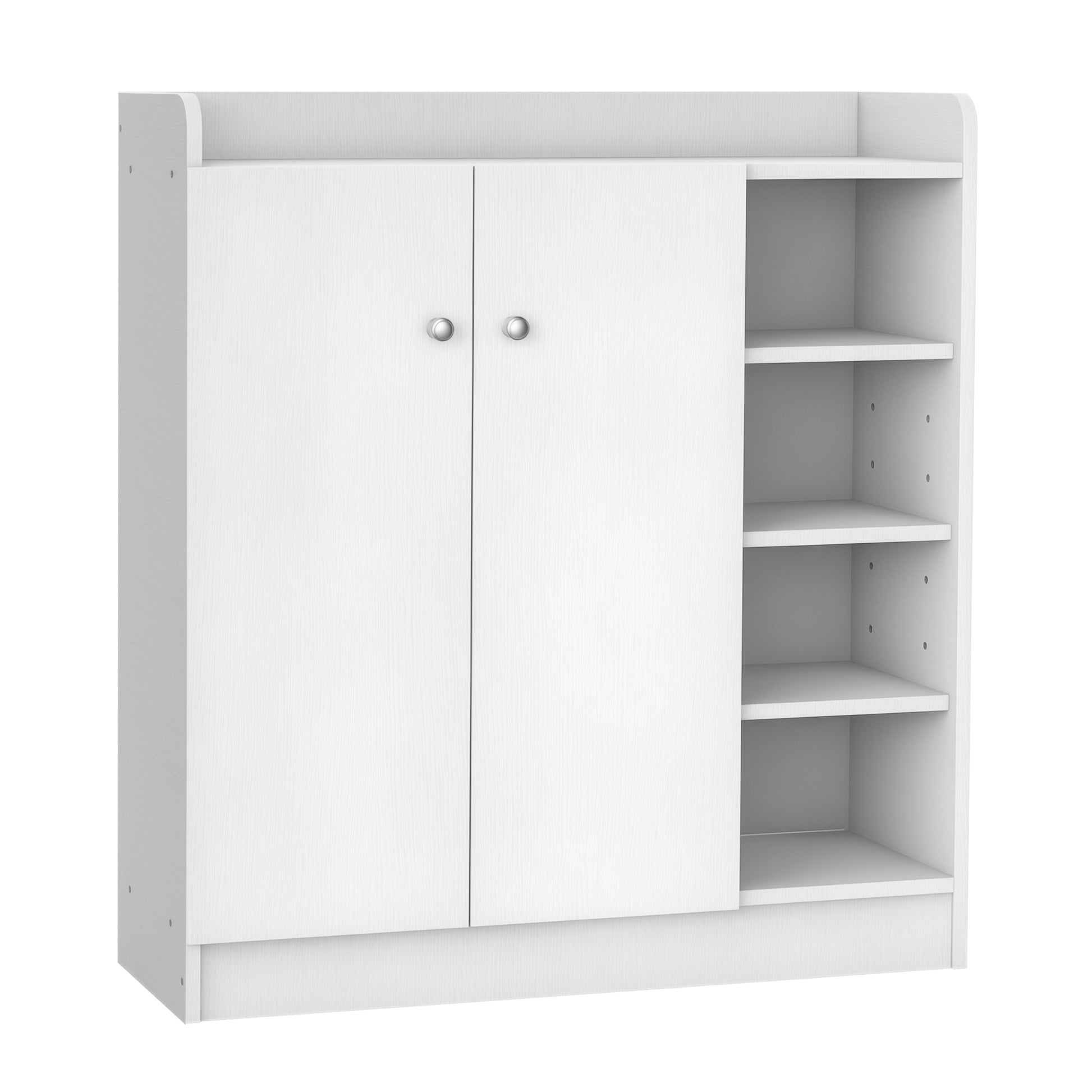 Shoe Cabinet Shoe Rack Cupboard Dresser Hallway Cabinet Highboard Cabinet Shelf 2 Doors 4 Compartments White 83 x 30 x 90 cm