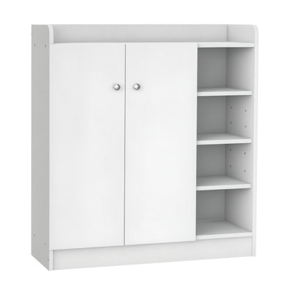 Shoe Cabinet Shoe Rack Cupboard Dresser Hallway Cabinet Highboard Cabinet Shelf 2 Doors 4 Compartments White 83 x 30 x 90 cm