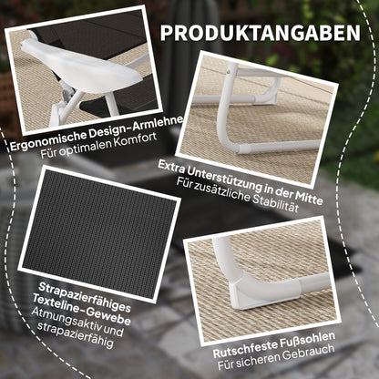 Folding Sun Lounger with Pillow — 4-Position Adjustable Backrest, Weather-Resistant Camping & Garden Chair, Supports up to 265 lb, Black