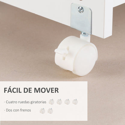 Printer Cabinet Printer Stand with Wheels Printer Furniture with Drawer 2 Doors and Open Compartment for Living Room Office Study 60x39x80 cm White