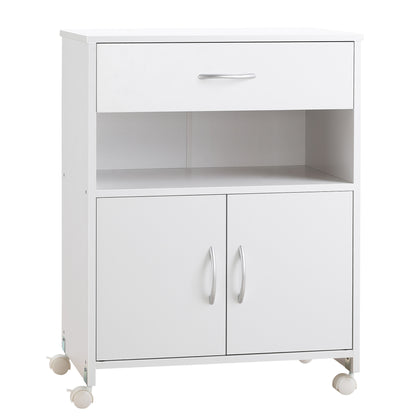 Printer Cabinet Printer Stand with Wheels Printer Furniture with Drawer 2 Doors and Open Compartment for Living Room Office Study 60x39x80 cm White