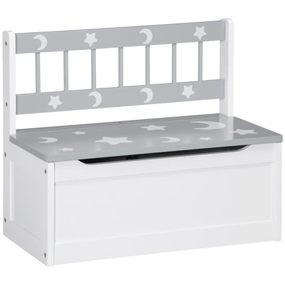 ZONEKIZ 2-in-1 Toy Chest for Children 18+ Months Kids Storage Bench with Slow-Close Lid for Bedroom Playroom Holds 110 lbs 23.6x11.8x19.7 inches Gray and White