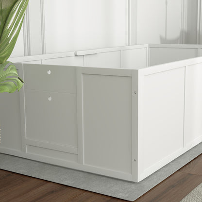 Whelping Box for Puppies, Puppy Pen with Adjustable Door, Non-Slip Dog Playpen, Puppy Playpen, Puppy Whelping Box for Small to Large Dogs, 196x96x48 cm, White