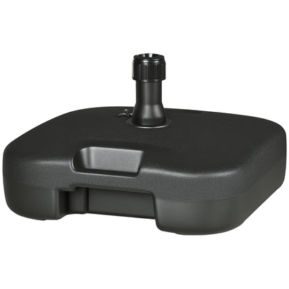 Umbrella Stand Base Fillable with Sand Water Rounded Corners HDPE Plastic Black 46 x 45 x 26 cm up to 30 kg Net Weight 1.6Kg