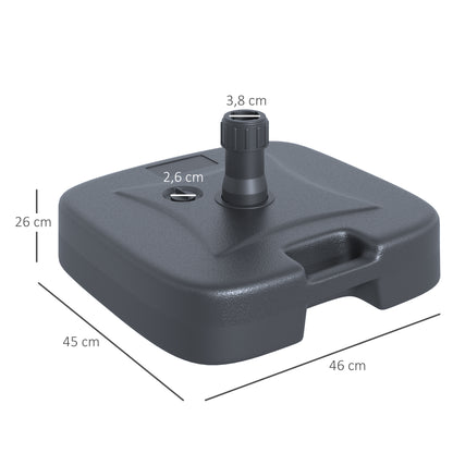 Umbrella Stand Base Fillable with Sand Water Rounded Corners HDPE Plastic Black 46 x 45 x 26 cm up to 30 kg Net Weight 1.6Kg