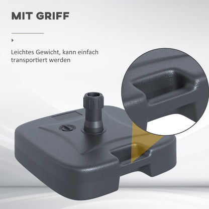 Umbrella Stand Base Fillable with Sand Water Rounded Corners HDPE Plastic Black 46 x 45 x 26 cm up to 30 kg Net Weight 1.6Kg