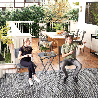 3-Piece Metal Foldable Bistro Set, 2 Chairs and 1 Round Table, Outdoor Garden 2-Person Dining Set, Outdoor Garden Table with Chairs for Garden, Patio, Balcony, Gray