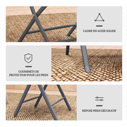 3-Piece Metal Foldable Bistro Set, 2 Chairs and 1 Round Table, Outdoor Garden 2-Person Dining Set, Outdoor Garden Table with Chairs for Garden, Patio, Balcony, Gray